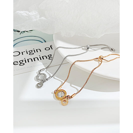 Numerals Inlaid Zircon Rose Gold Plated Bracelets