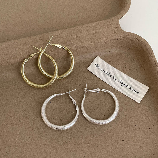 Women's Niche High-grade Frosted Round Light Luxury Earrings