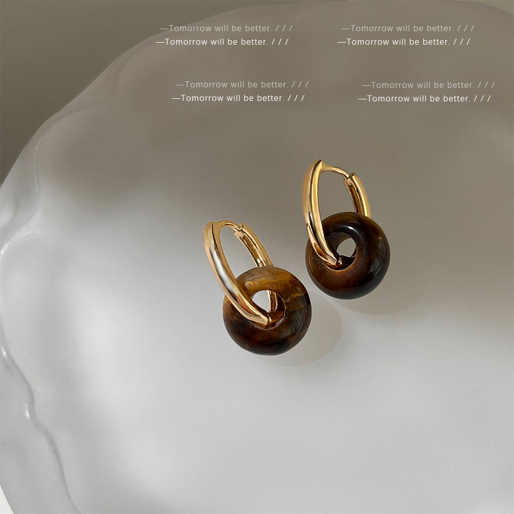 Women's Tigereye Niche Handmade French Entry Lux Earrings