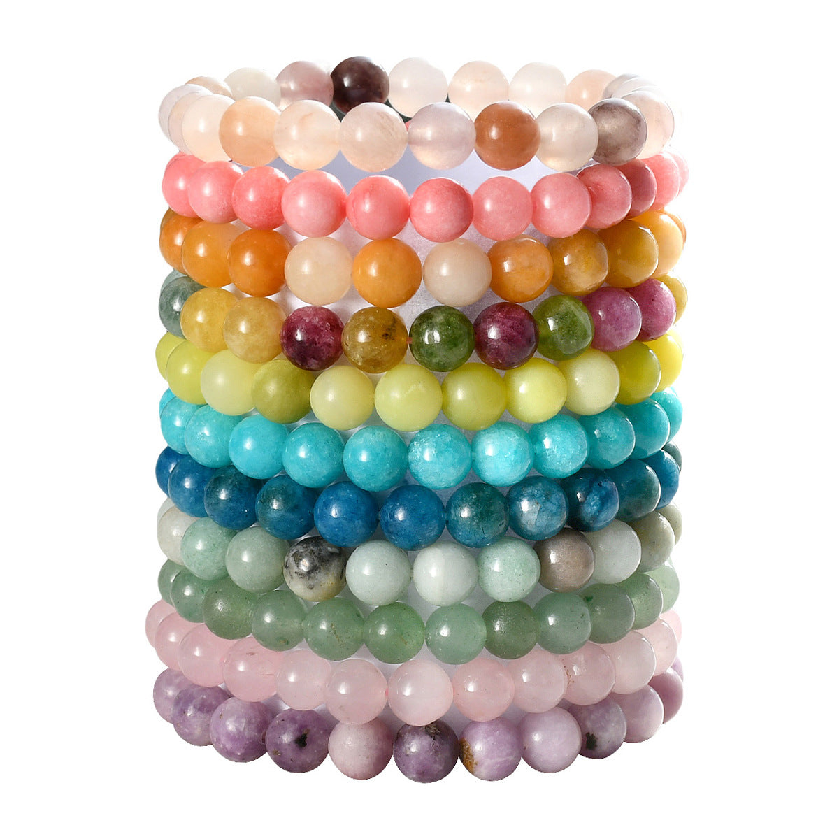 Round Beads Natural Stone Agate Bead Crystal Bracelets