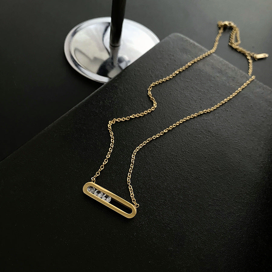 Women's No Fading Rectangular Flowing Zircon Clavicle Chain Gold Necklaces
