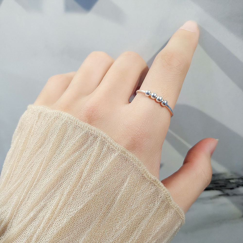 Women's Sterling Sier Rotatable Decompression Anxiety Adjustable Rings