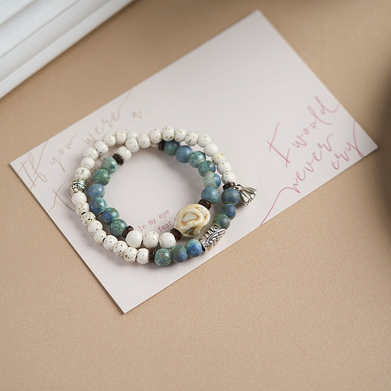 Women's Ceramic Ornament High-grade Hand-woven Chinese Bracelets