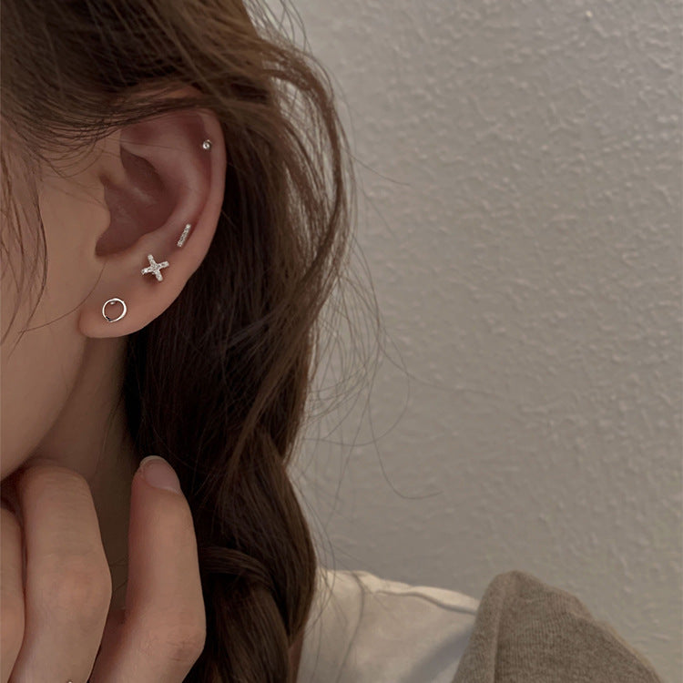Geometric Metal Zircon Earings Set Female Earrings