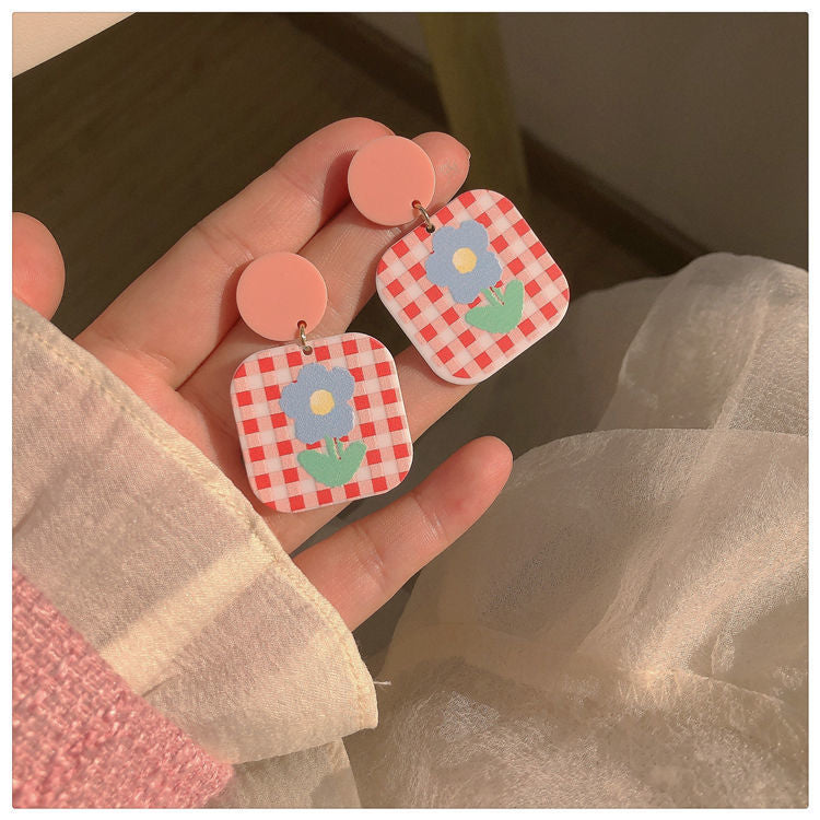 Colorful Flower Niche Design Female Contrast Earrings