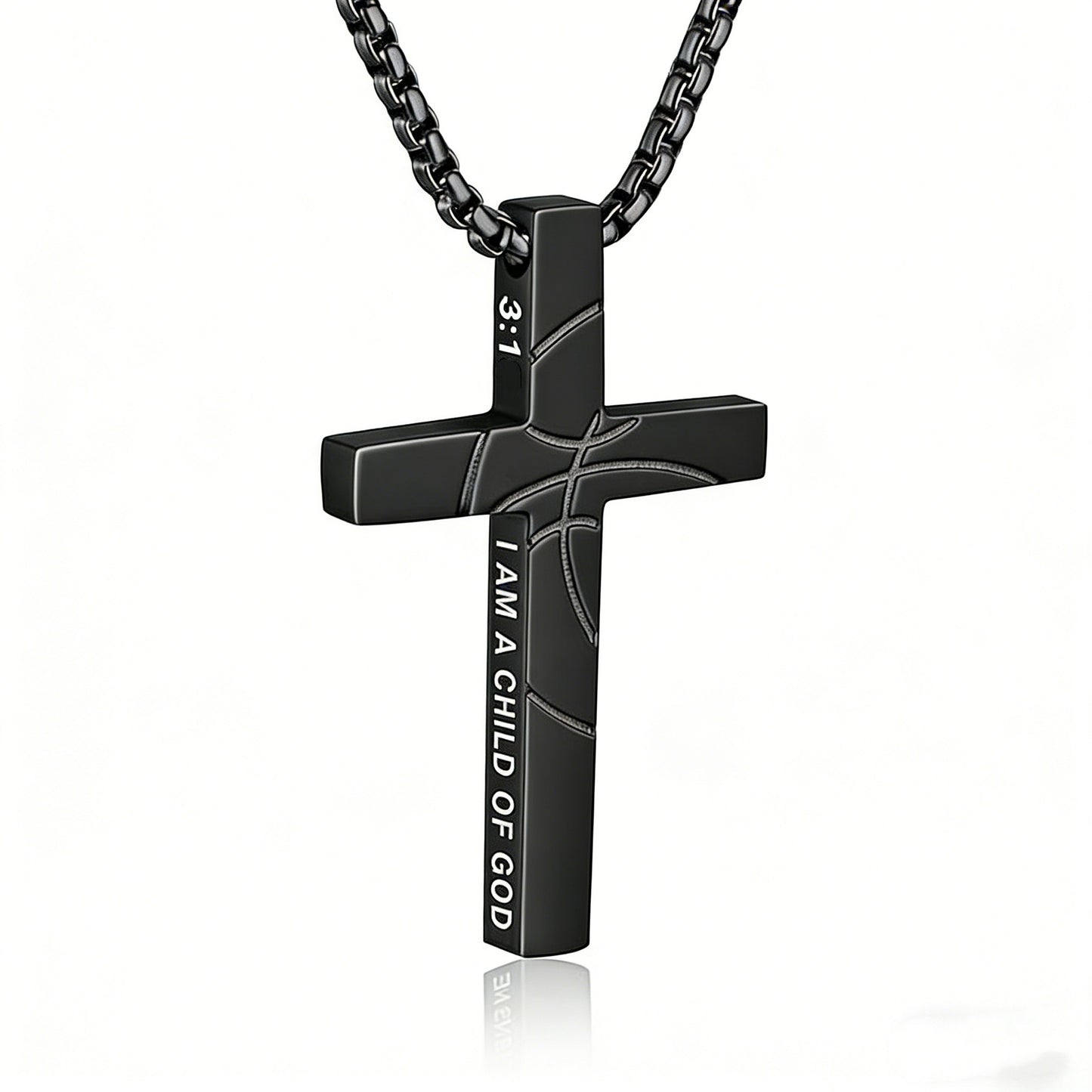 Men's Basketball Cross Double-sided Lettering Inspirational Scripture Personalized Necklace