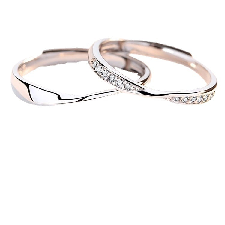 Women's & Men's Strip Couple Pair Of Version Opening Lettering Gift Rings