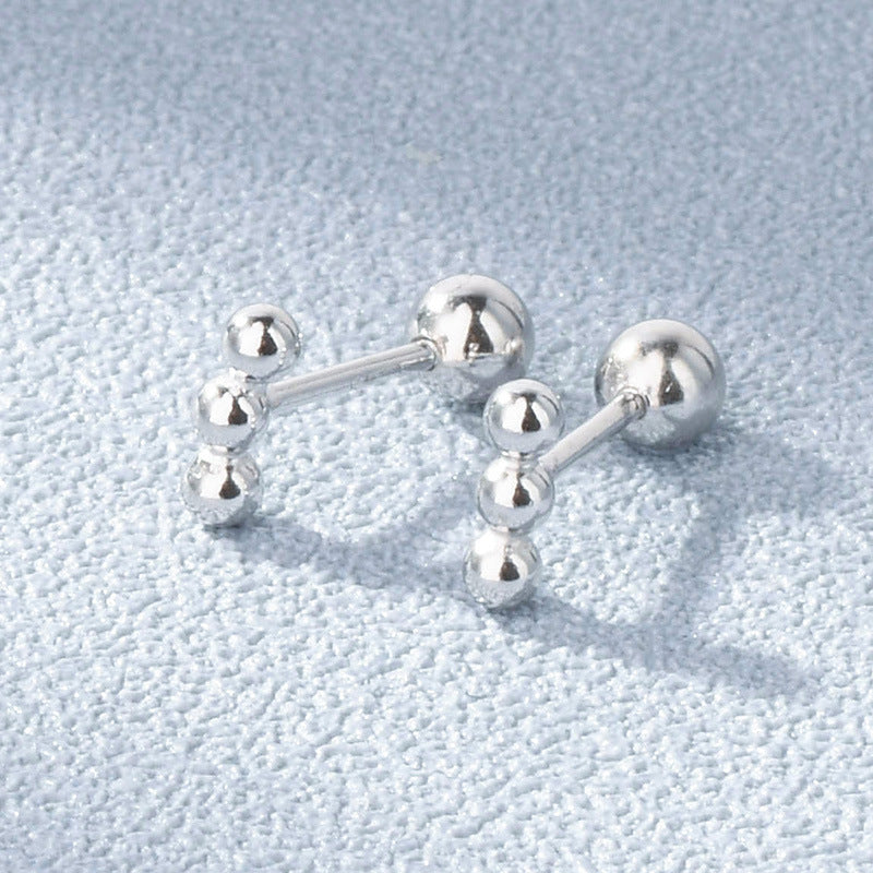 Sier Ball Ear Bone Geometric Simple Earrings