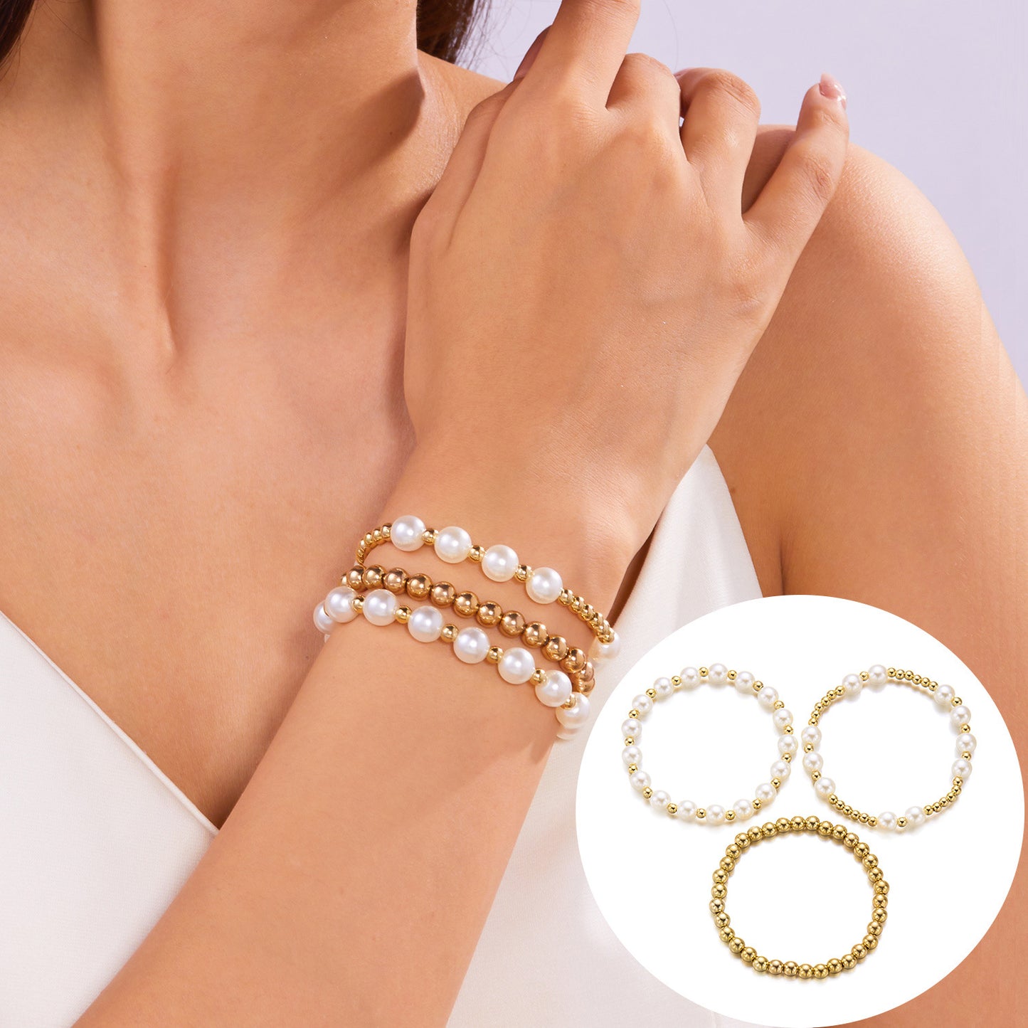 Women's High-grade Creative Imitation Pearl Love Beaded Bracelets