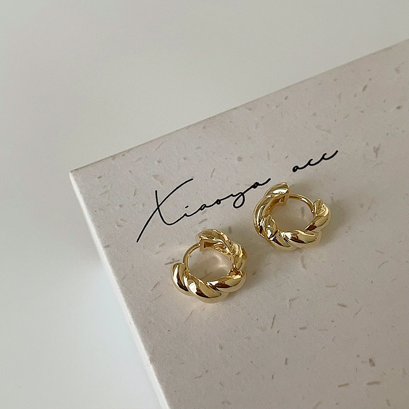 Women's Small Twisted Twist Metal Ear Cuff Earrings