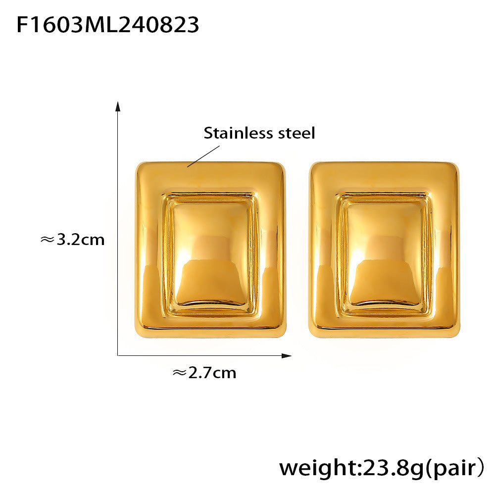 Women's Stainless Steel Rectangular Color Matching Trendy Rings