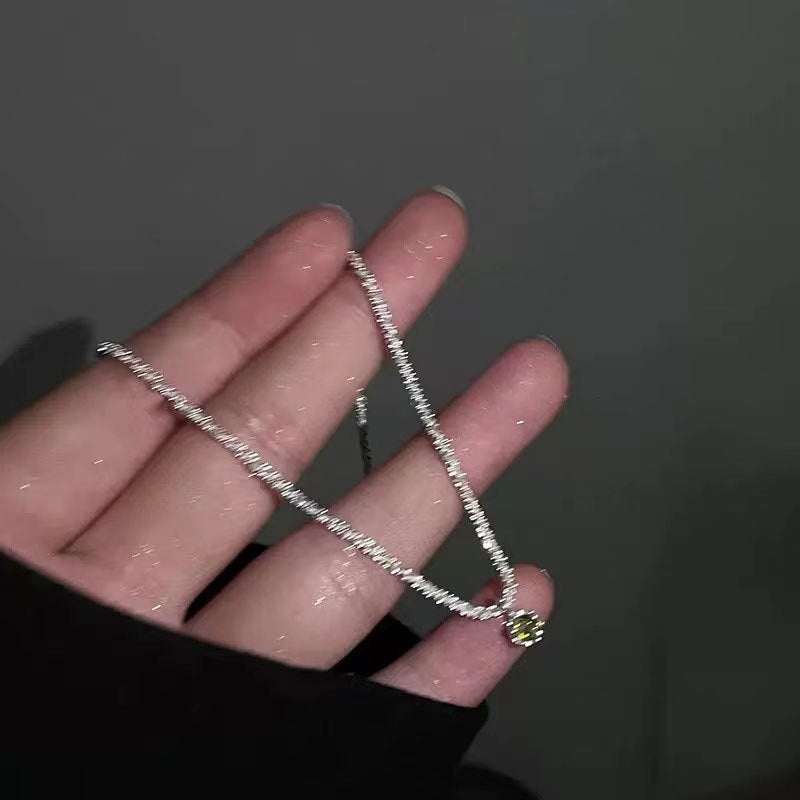 Women's Sier Emerald Zircon Sparkling Light Luxury High-grade Necklaces