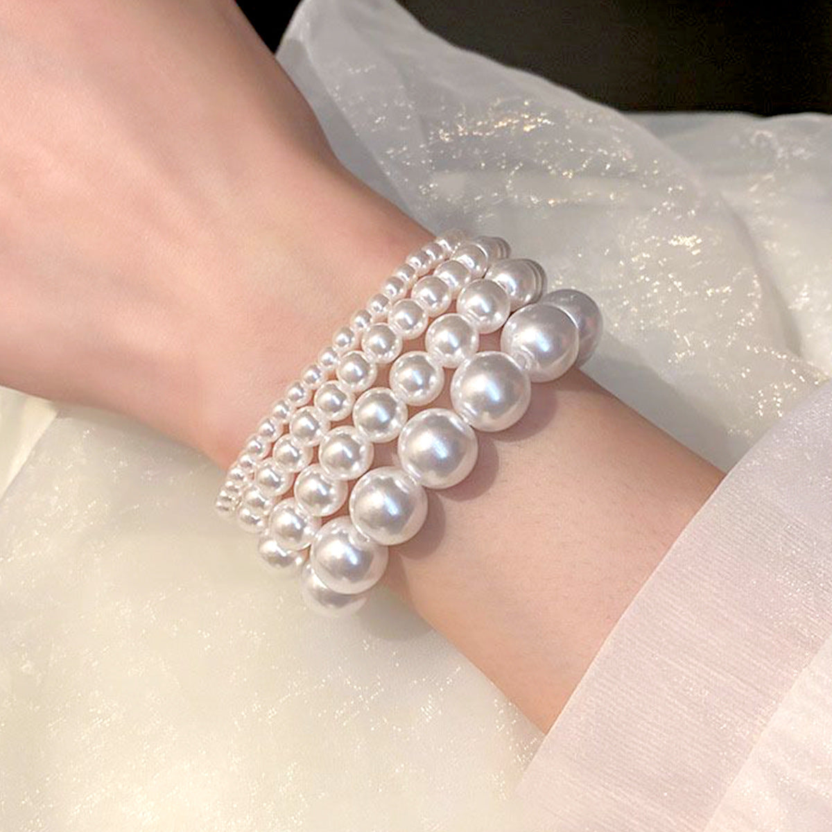 Simple Pearl Stretch Entry Lux Fashion Everyday Bracelets