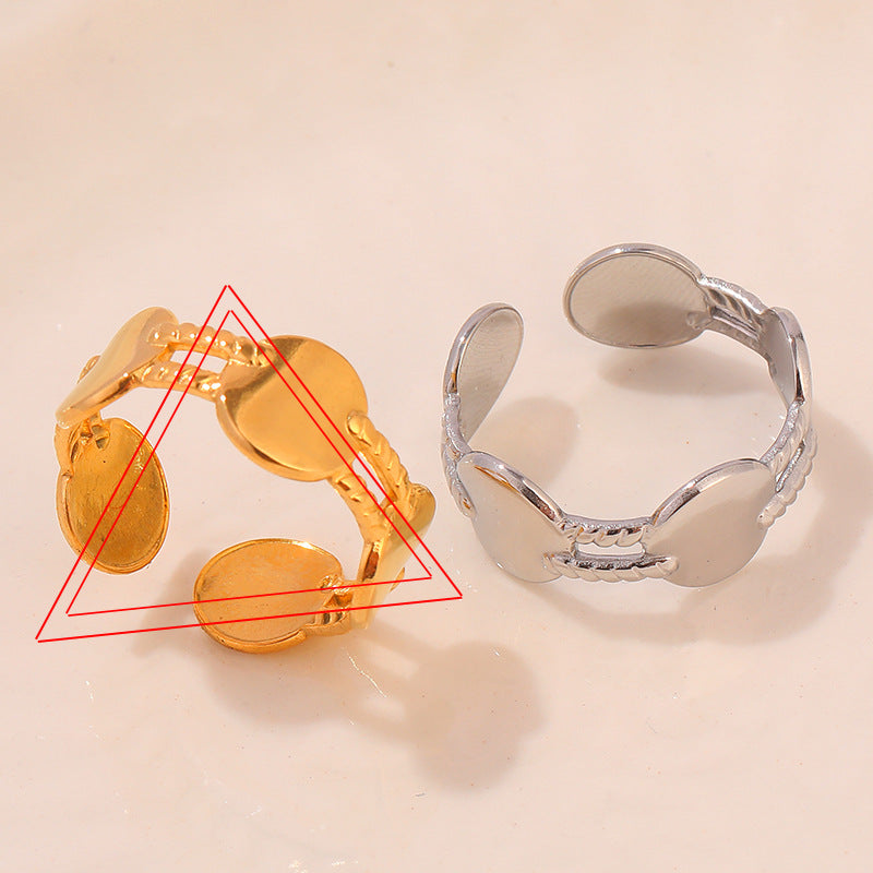 Steel Gold-plated Love Heart Flowers Glossy Rings