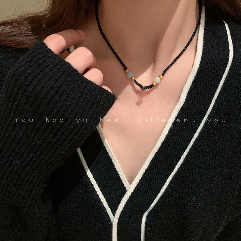 Women's Gold Blessing Card Braided Rope Light Luxury Necklaces