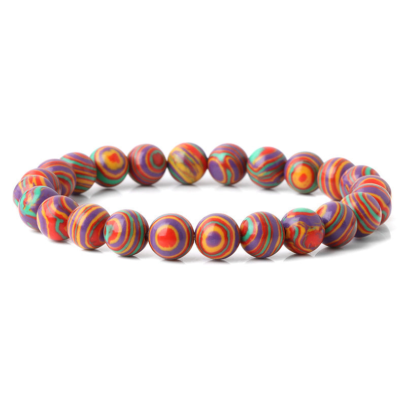 Men's Natural Stone Beads White Turquoise Elastic Bracelets