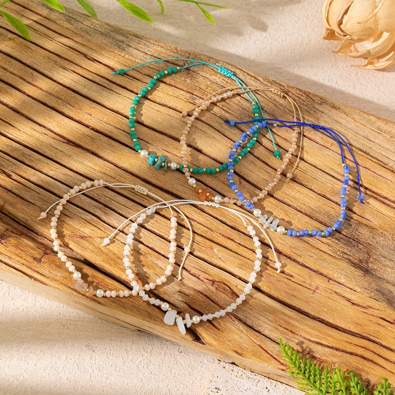 Women's Holiday Style Colorful Gravel Carrying Strap Niche Bracelets