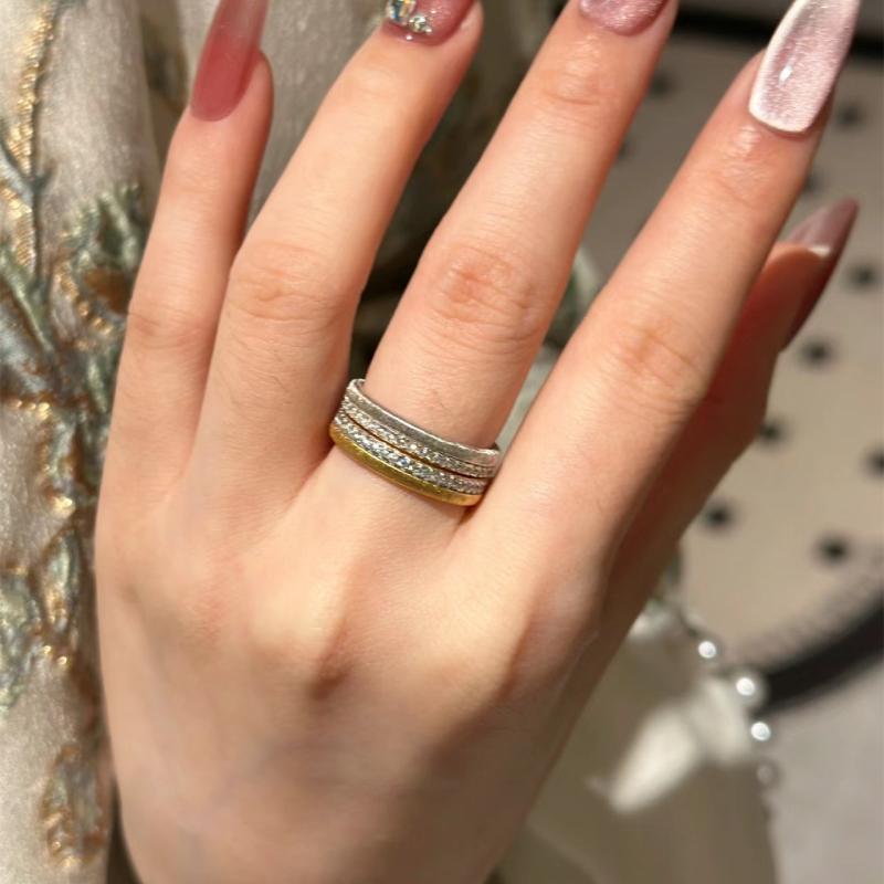 Brushed Single Row Diamond Fine Circle Rings