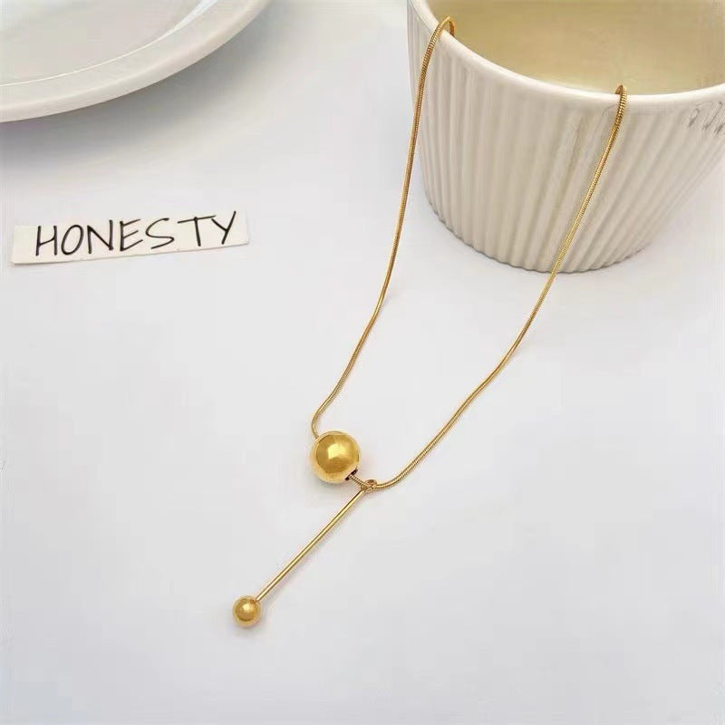 Women's Steel No Fading Light Luxury Ball Necklaces