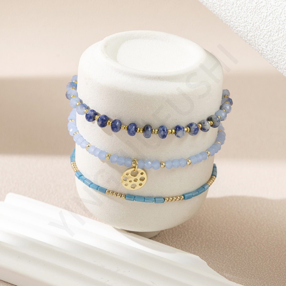 Women's Crystal String Beads Three-piece Set Niche Bracelets