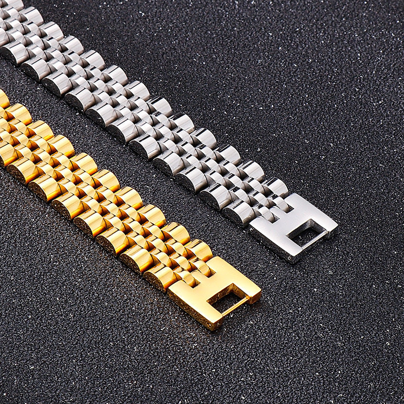 Women's & Men's Stainless Steel Five Baht Vacuum Gold Bracelets