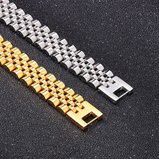 Women's & Men's Stainless Steel Five Baht Vacuum Gold Bracelets