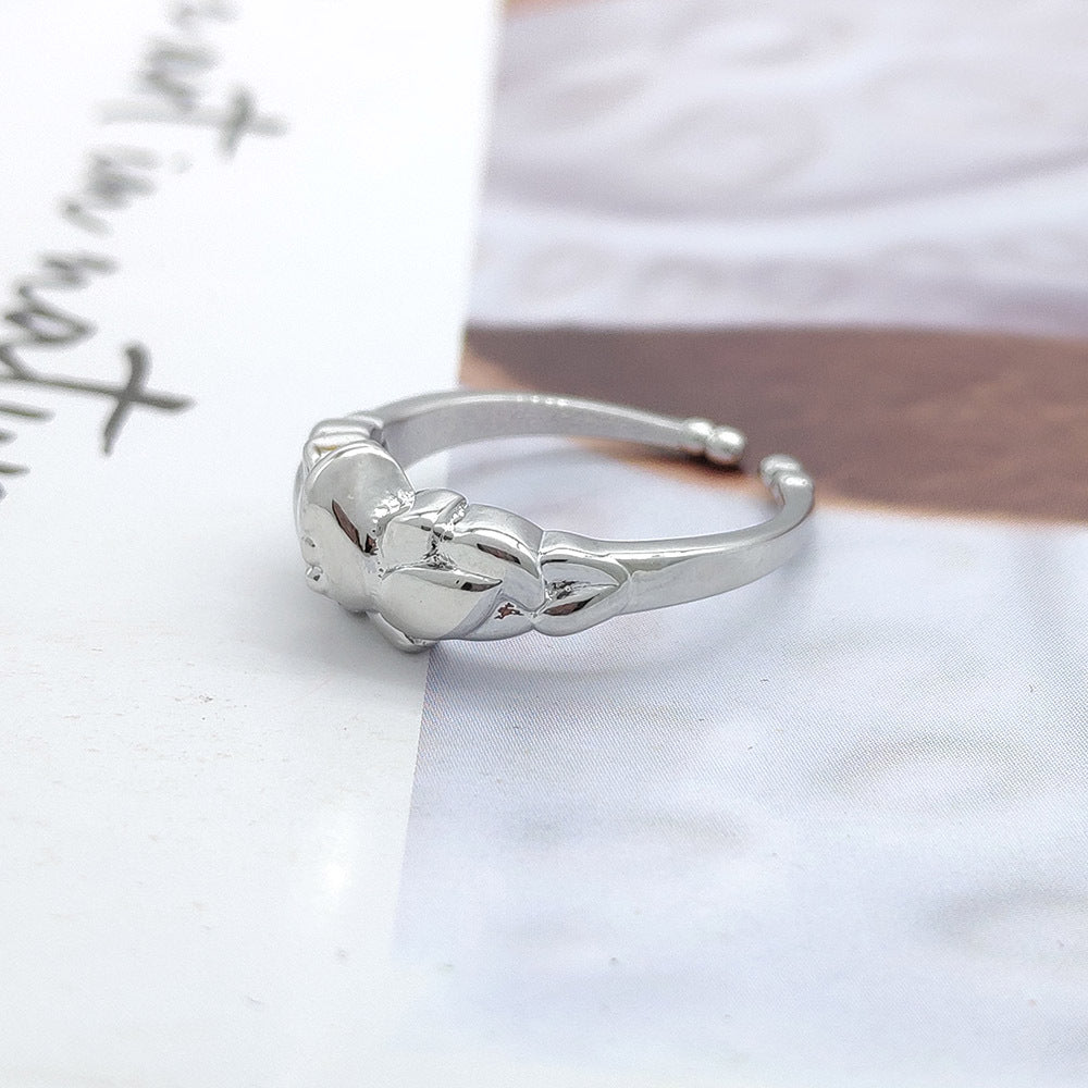 Fu Lillian Mirror Lotus Flower Open Rings