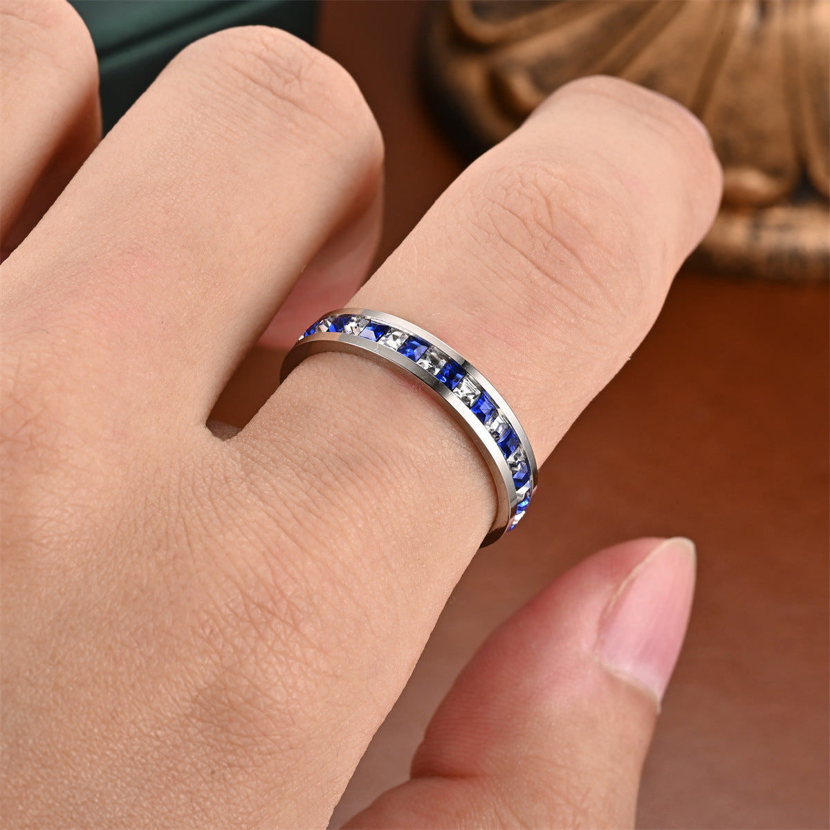 Niche Small Square Diamond Full Starry Rings