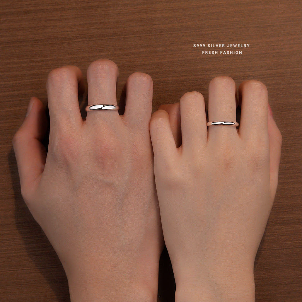Sier Simple Glossy Sterling Pair Of Rings