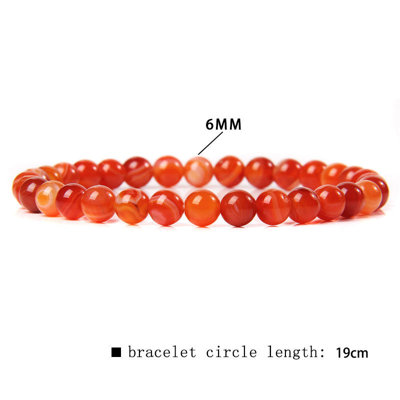 Women's & Men's Single Circle Beaded Natural Agate Stone Bracelets