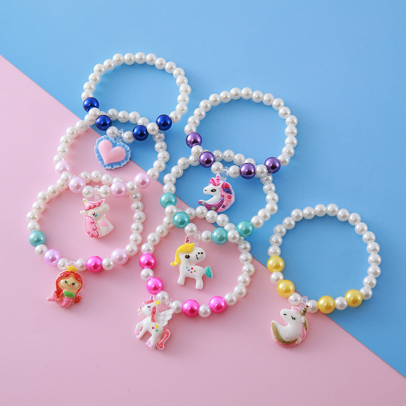 Cute Cartoon Transparent Beads Imitation Pearl Bracelets