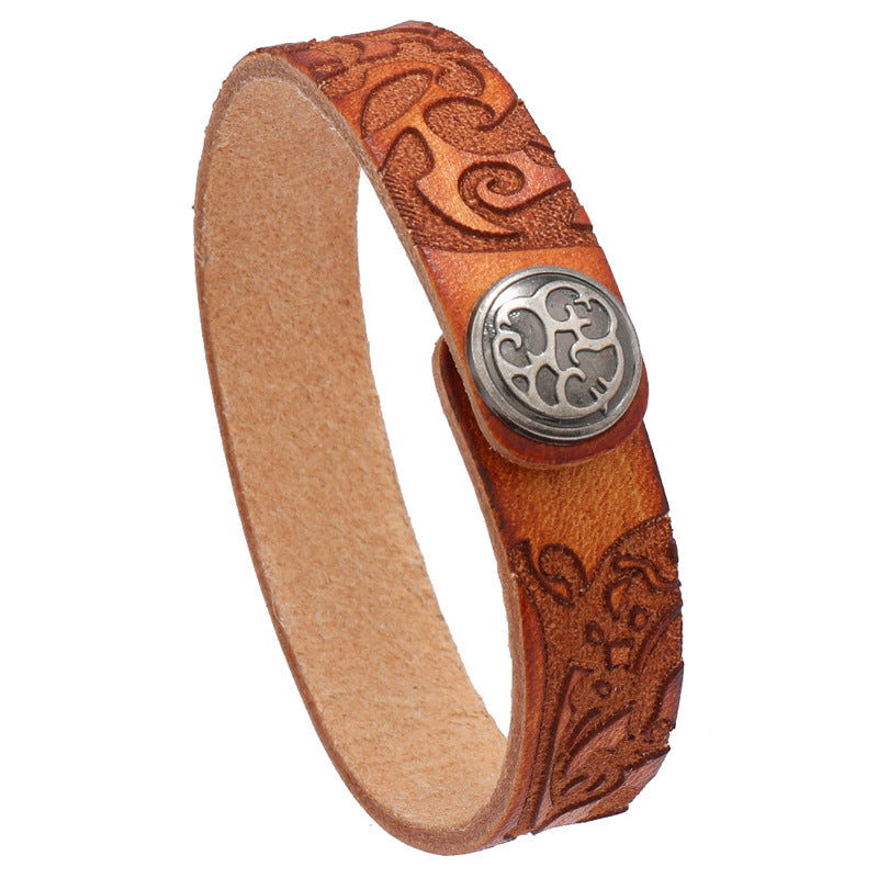 Women's & Men's Ornament Simple Artistic Retro Cattle Leather Bracelets