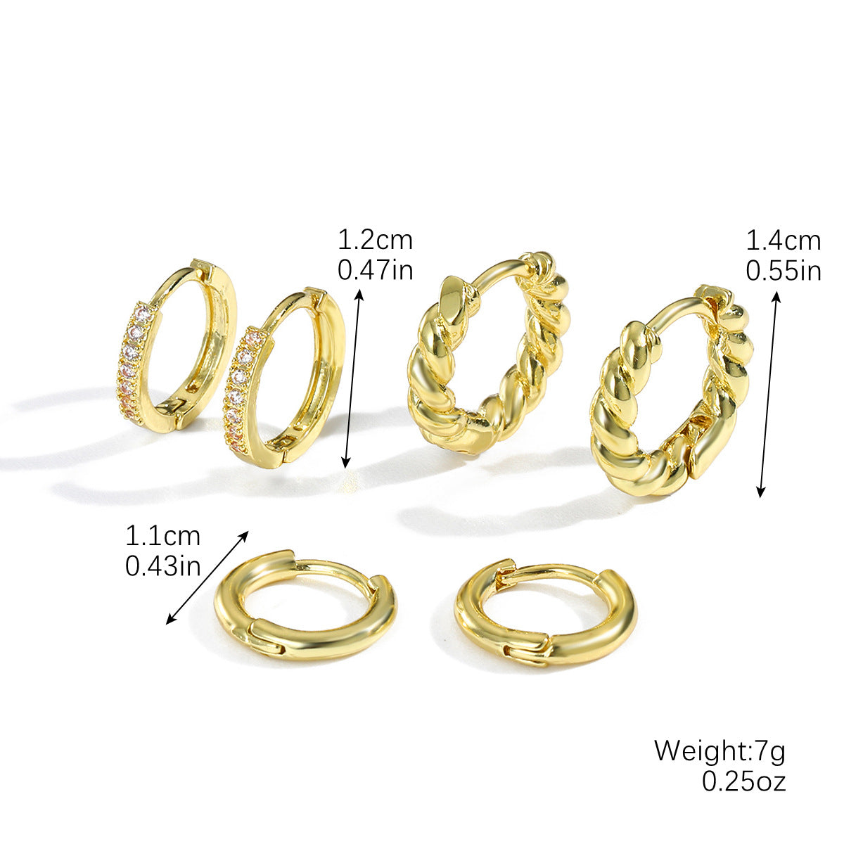 Zirconium Gold Plated Moissanite Ear Clip Suit Wind Simple Rings