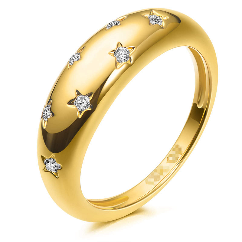 Women's Pretty Alloy Gold Pentagram Ornament Rings