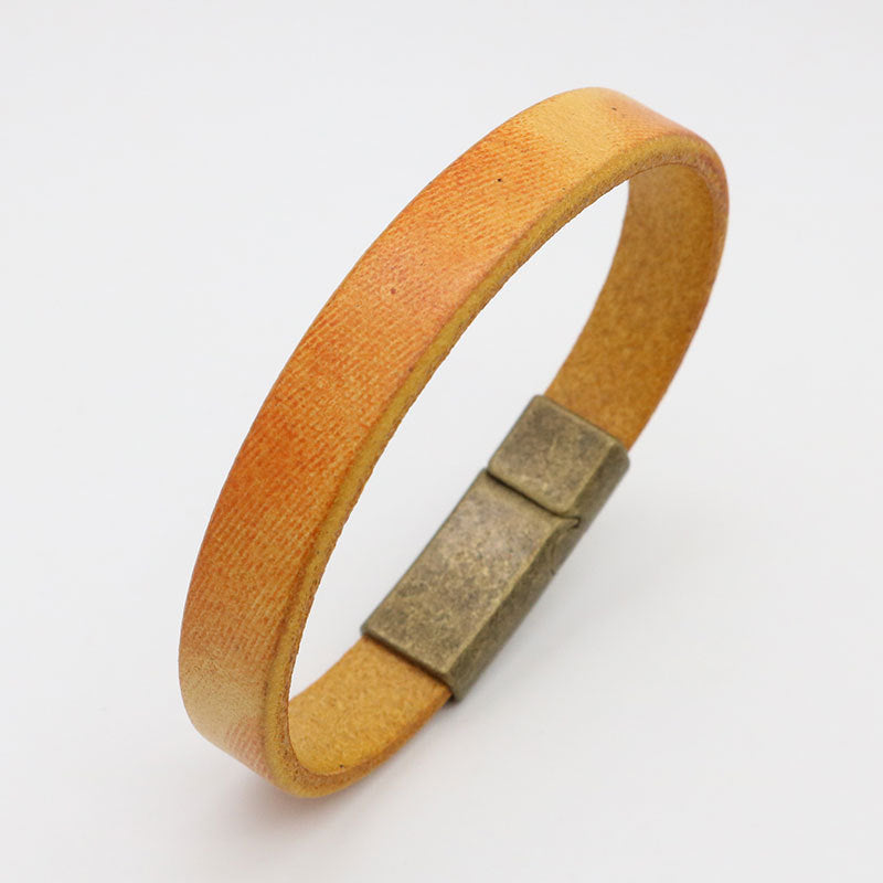 Men's Alloy Buckle Leather Stainless Steel Vintage Bracelets