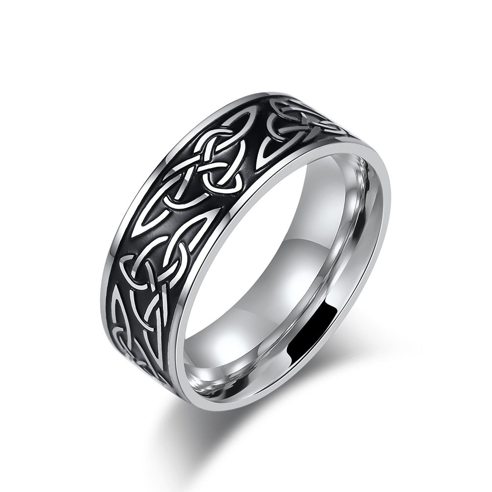 Men's Nordic Celtic Triangle Knot Titanium Steel Stainless Rings