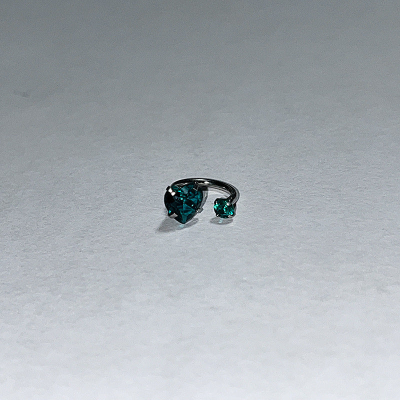 Bone Niche Temperament Loving Heart Zircon Inner Spiral No Earrings
