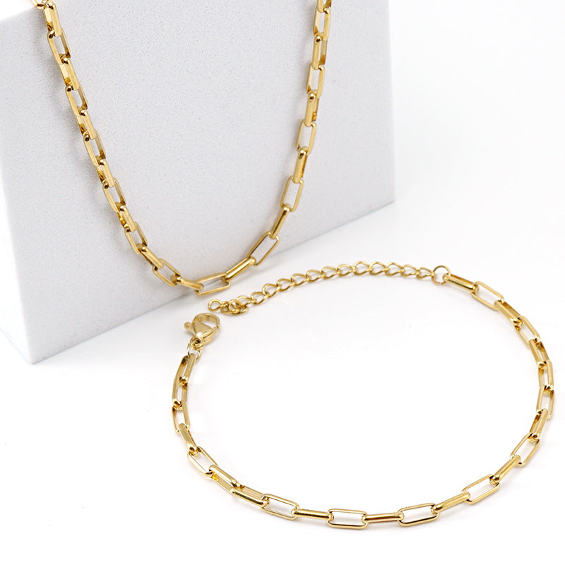 Women's Regular Bare Chain Titanium Steel Gold Necklaces