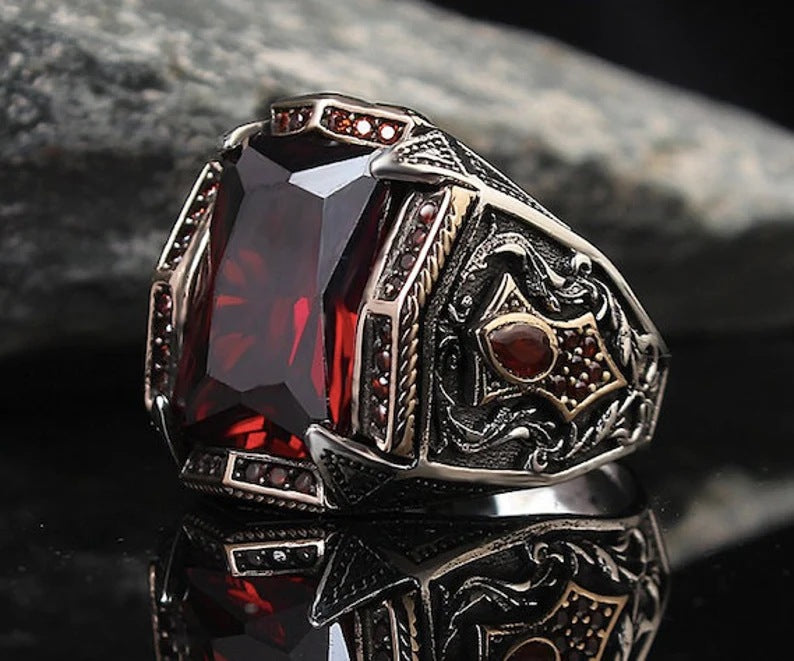 Men's Vintage Punk Style Alloy Hand Jewelry Rings