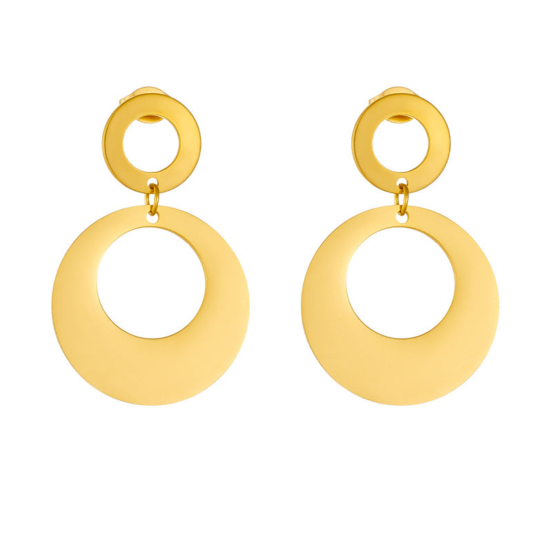 Fashion Simple Punk Glossy Gold-plated Titanium Earrings