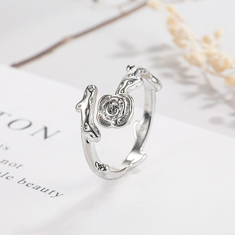 Couple Niche Open Creative Roses Jewelry Rings