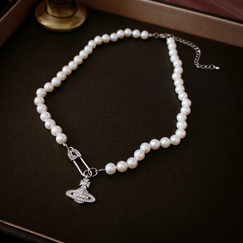 Planet Pin Pearl Fashion High Sense Necklaces