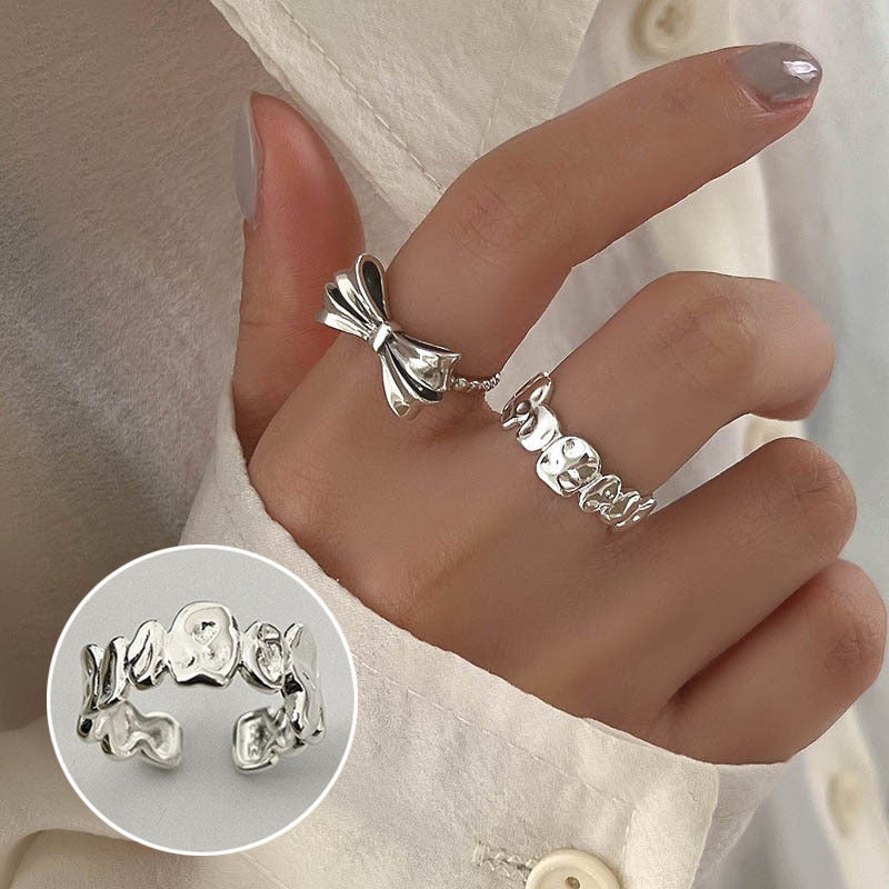 Butterfly Female Twin Elegant Personality Sier Rings