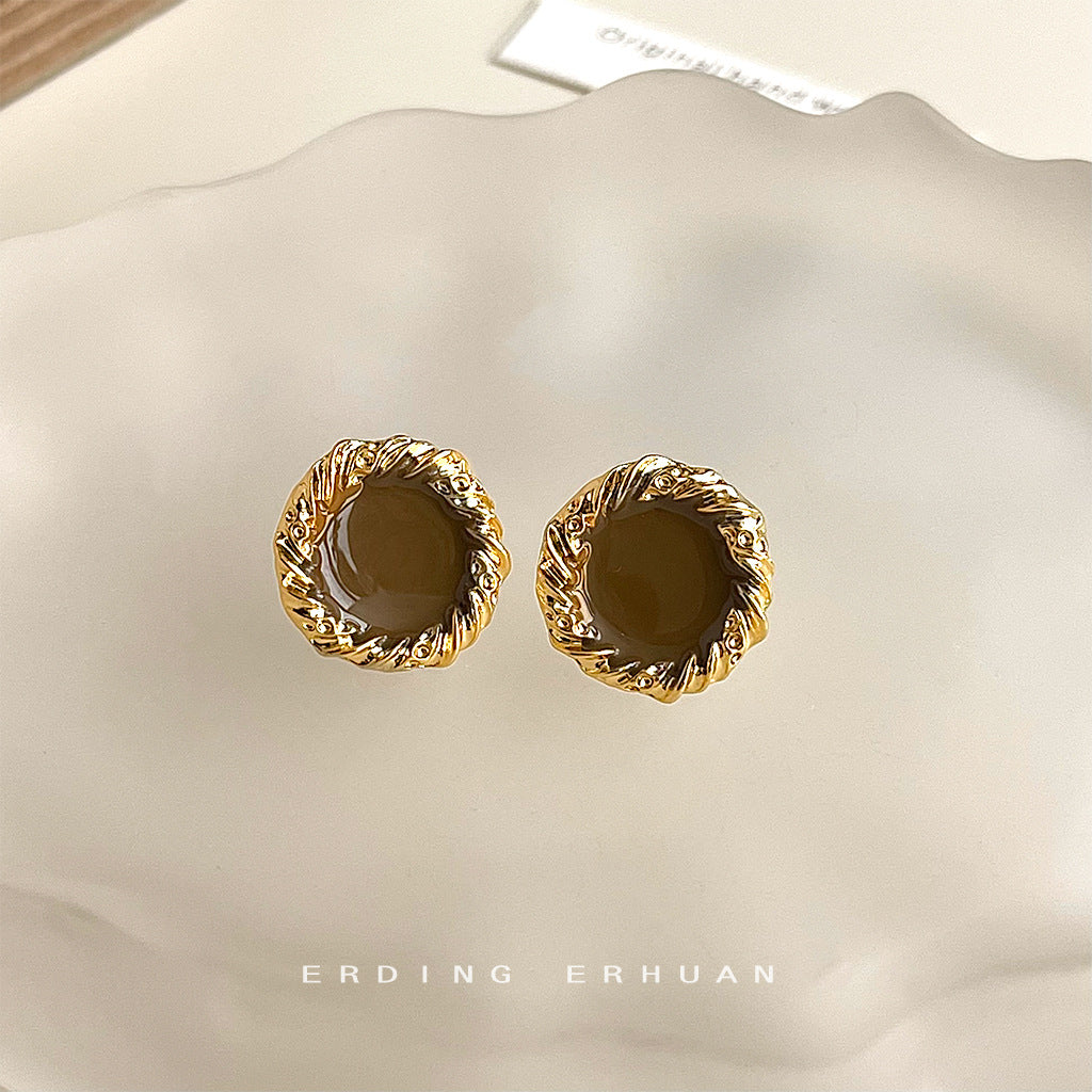 Tundra Green Electroplated Vintage Dripping Irregular Earrings