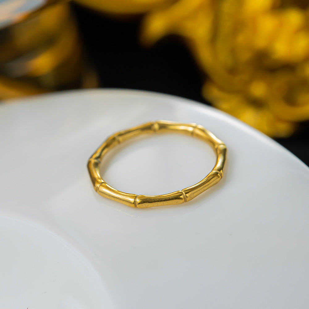 Titanium Female Simple Fashion Personality Style Gold Index Rings