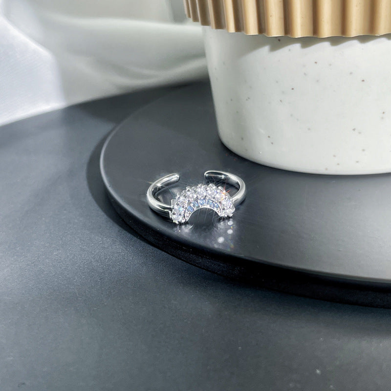 Exquisite Small Simple Inlaid Open-end Zircon Female Rings