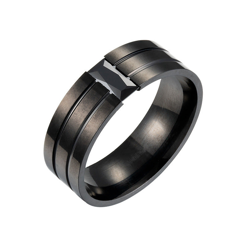 Men's Classic Ornament Electroplated Black Combination Stainless Rings