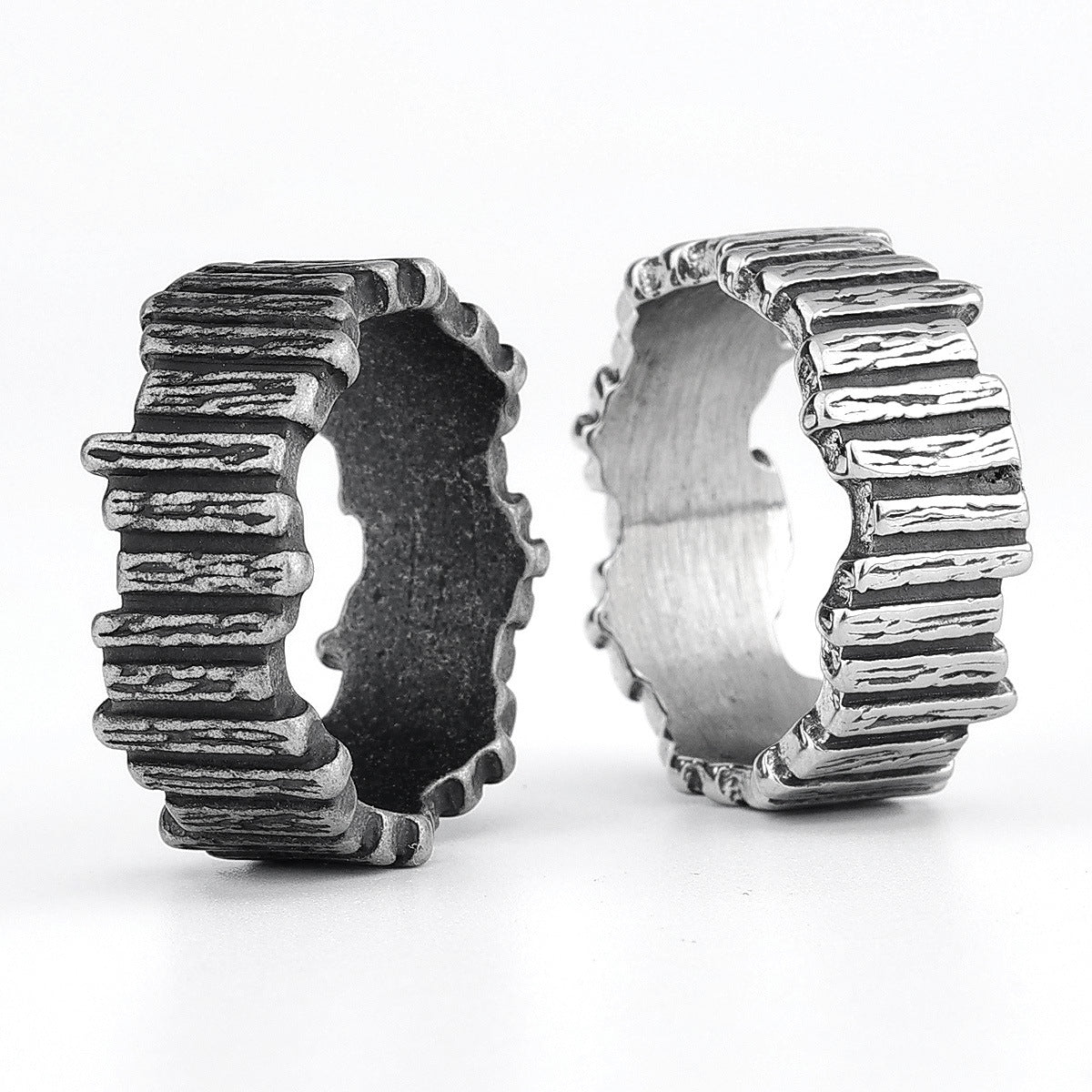 Titanium Steel Viking Vertical Texture Unisex Rings