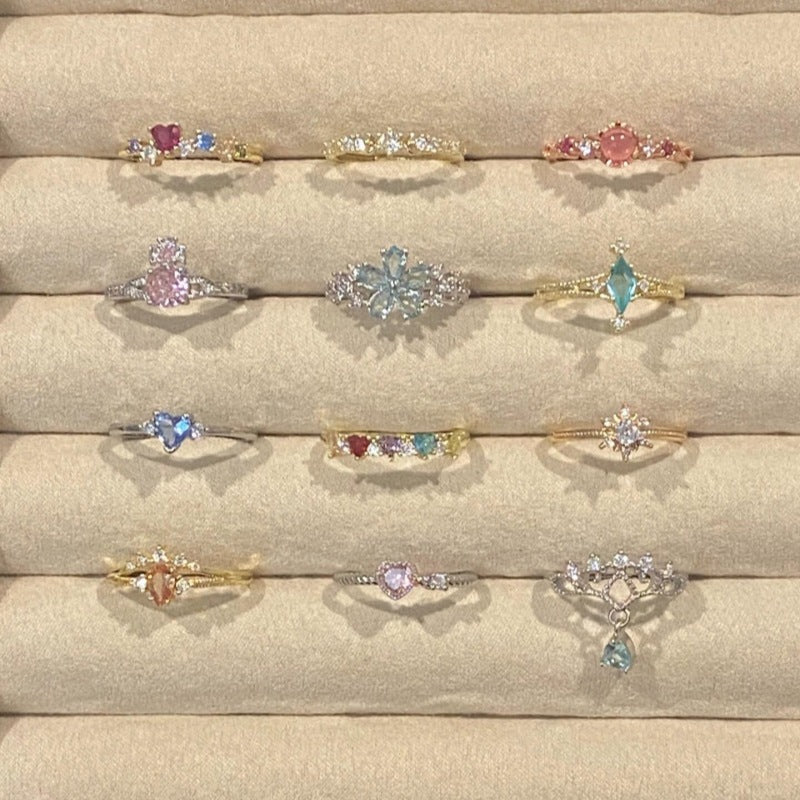 Sier Niche Gentle Natural Colored Gems Female Rings