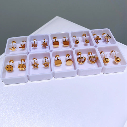 Basic Exquisite Small Glossy Metal Titanium Earrings